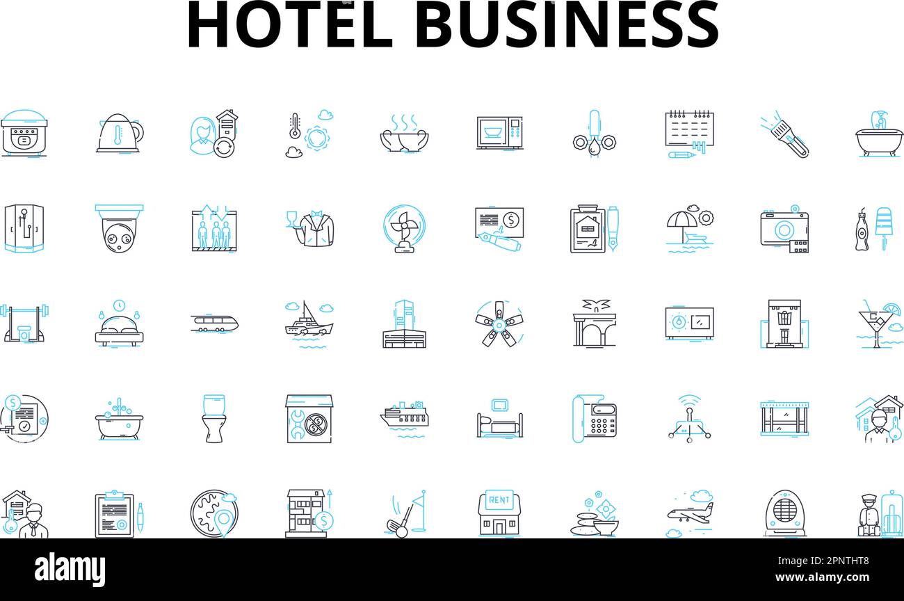 Hotel business linear icons set. Accommodation, Hospitality, Service,  Comfort, Luxury, Travel, Room vector symbols and line concept signs.  Reservation Stock Vector Image & Art - Alamy