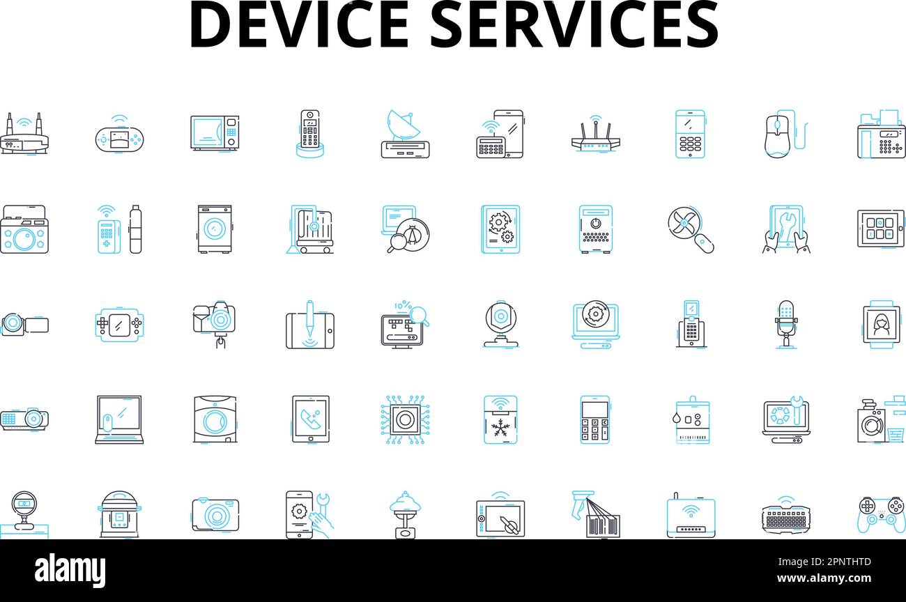 Device services linear icons set. Repairs, Maintenance, Upgrades