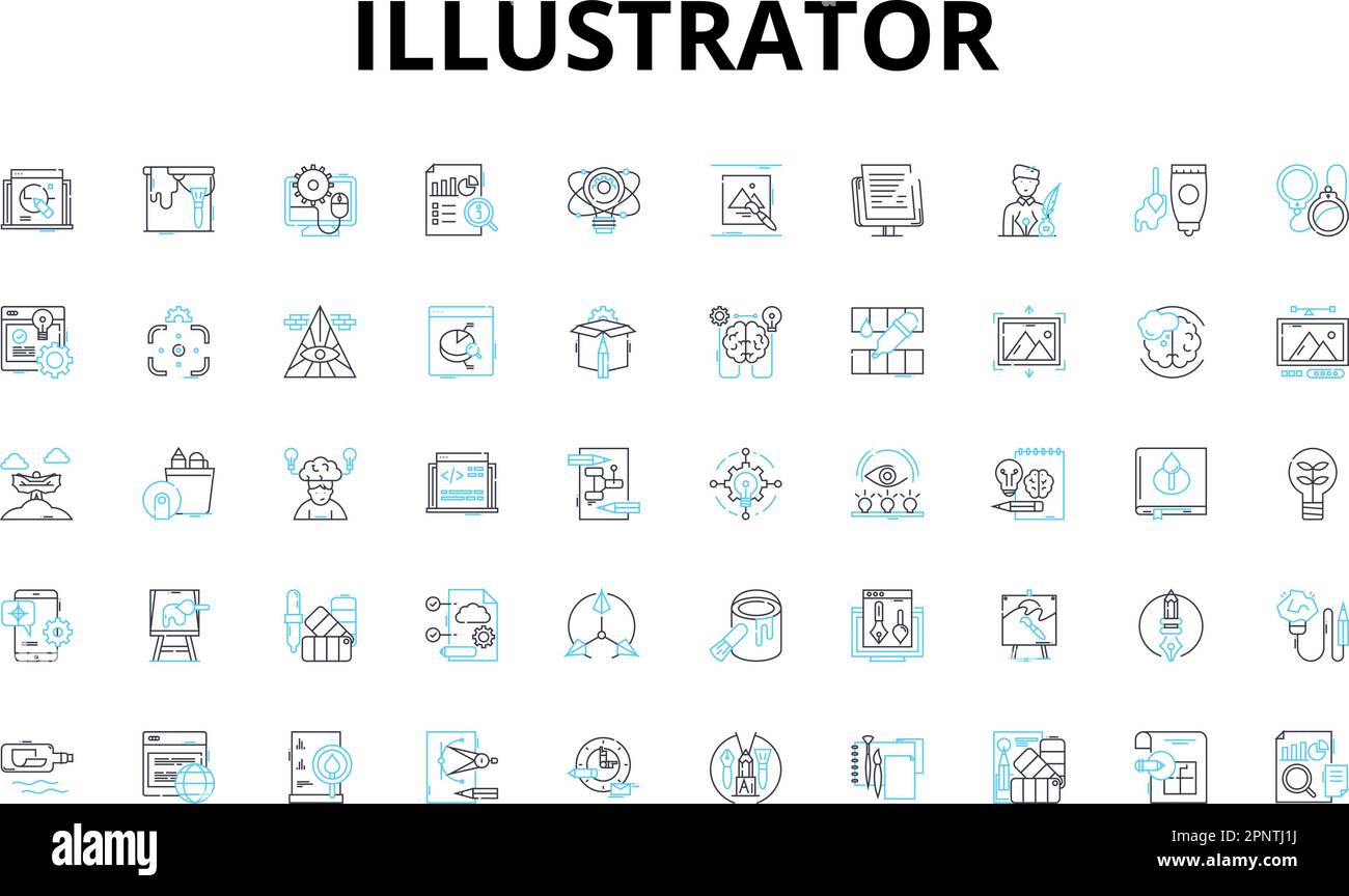 Illustrator linear icons set. Art, Design, Emotion, Color, Sketching ...
