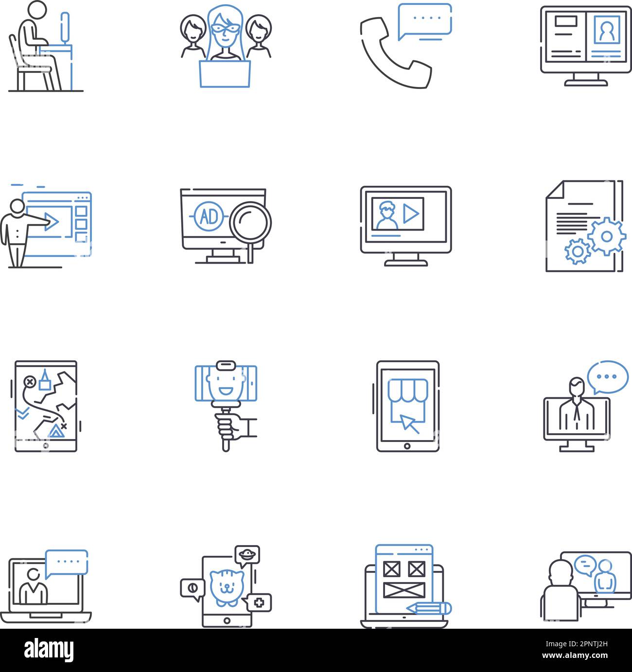 Blogosphere line icons collection. Community, Content, Conversation, Engagement, Influence, Opinion, Readership vector and linear illustration Stock Vector