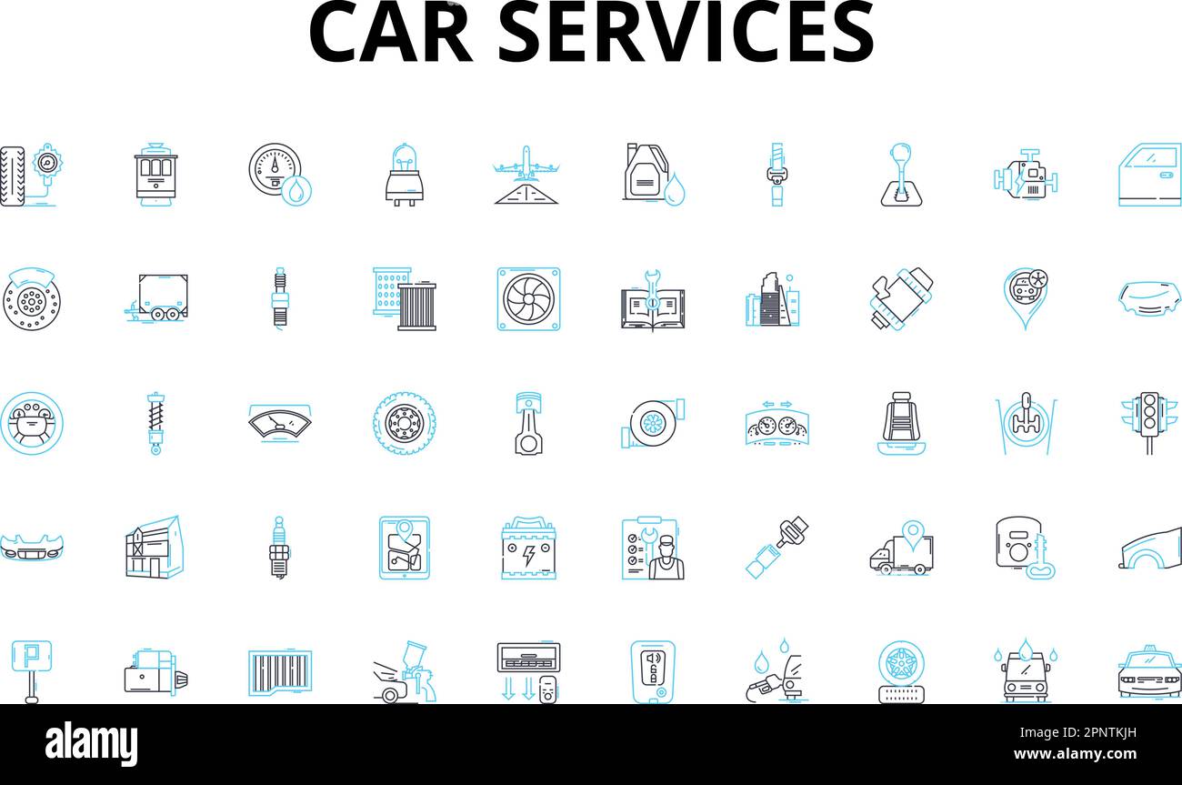 Car services linear icons set. Maintenance, Repair, Detailing
