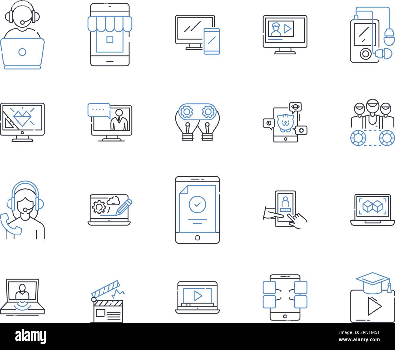 Telecommunications provider line icons collection. Connection, Nerk, Wireless, Broadband, Signal, Coverage, Plan vector and linear illustration Stock Vector