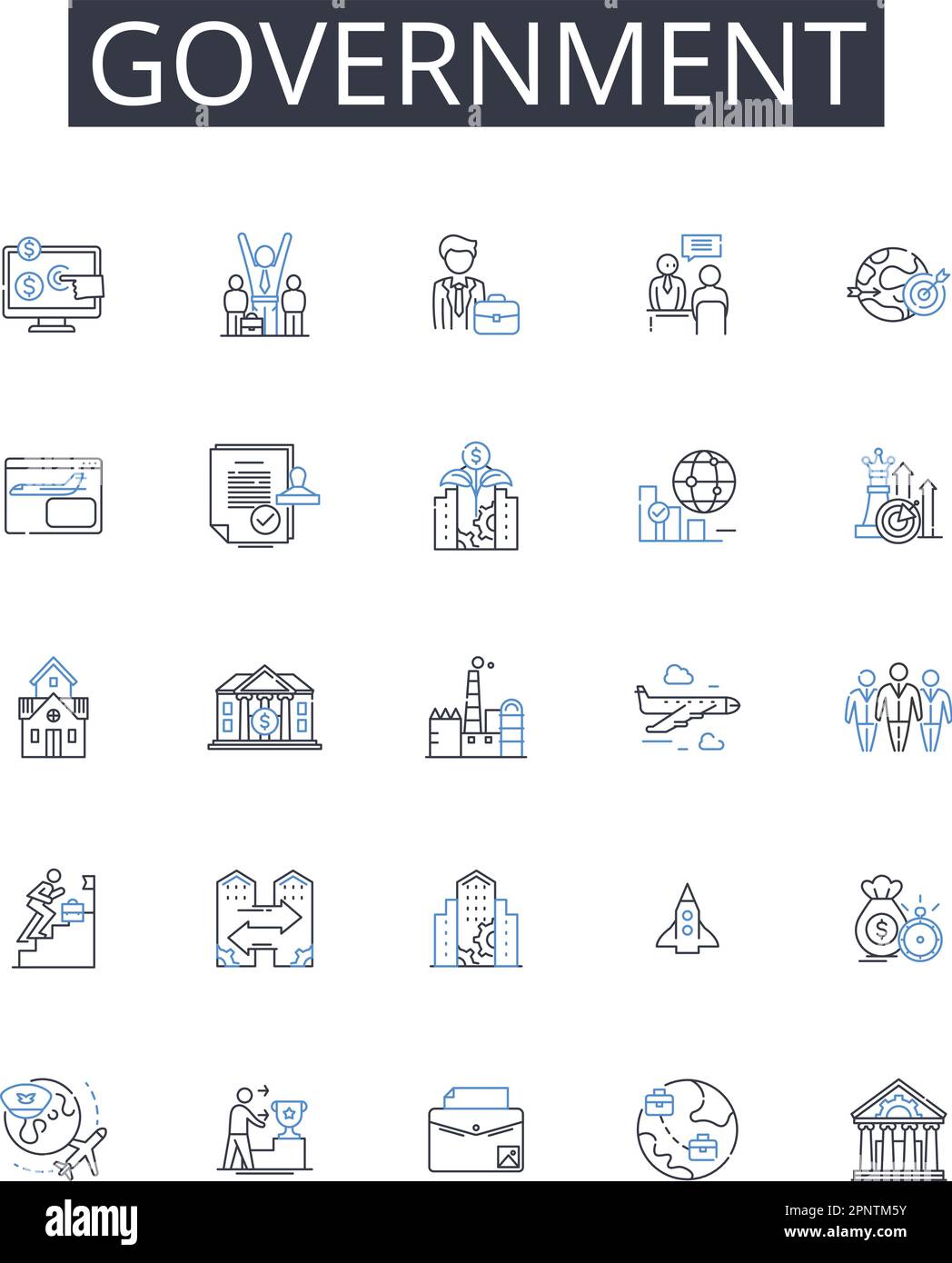 Government outline icons collection. Authority Power, State Regime ...