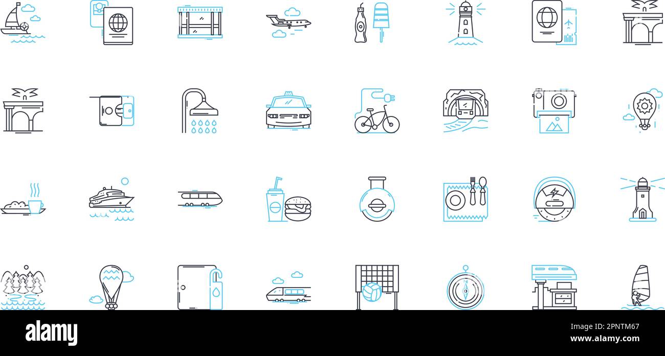 Odyssey linear icons set. Epic, Odyssey, Journey, Mythology, Mythos, Adventure, Quest line vector and concept signs. Cyclops,Polyphemus,Nautical Stock Vector