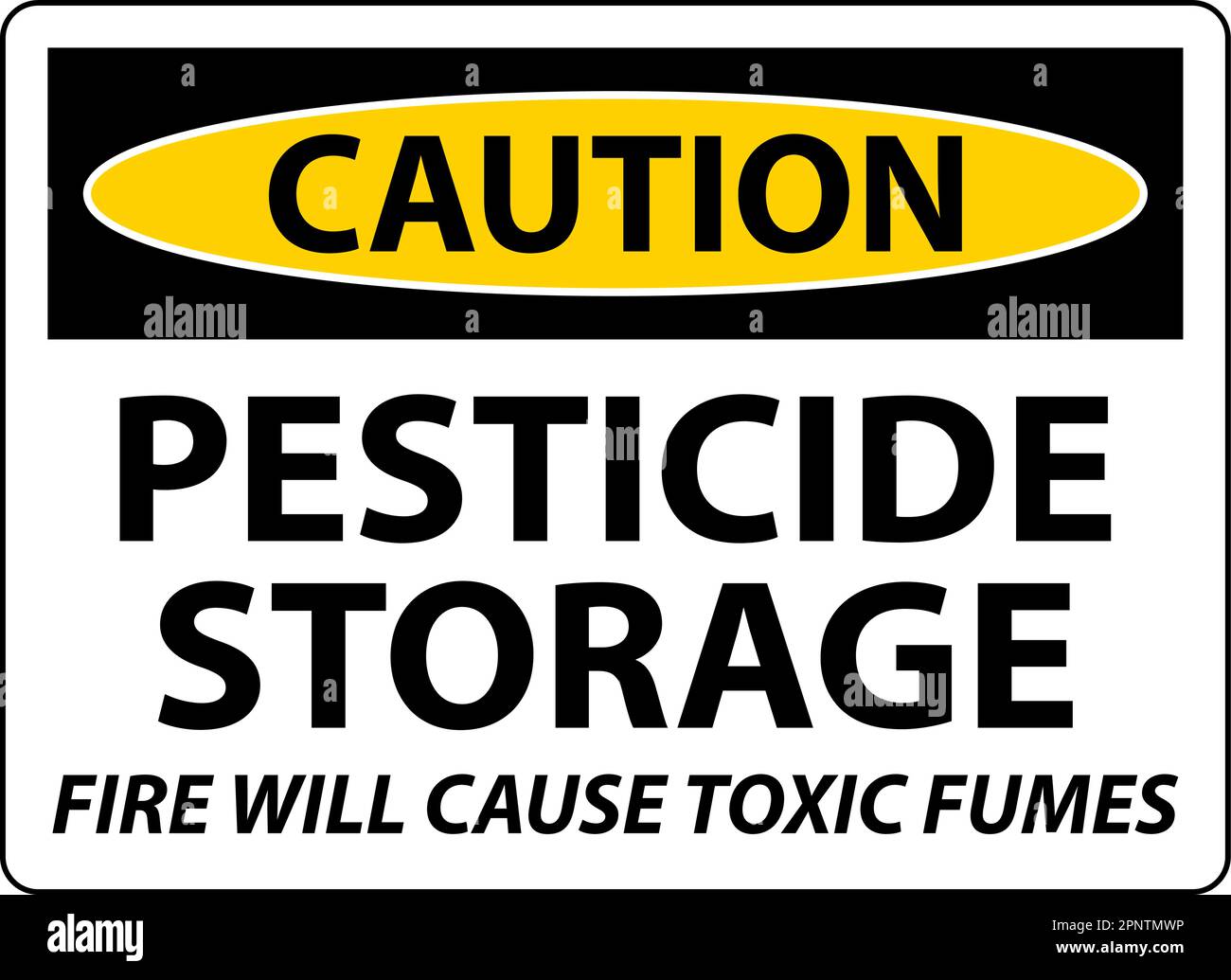 Caution Fire Will Cause Toxic Fumes Sign On White Background Stock