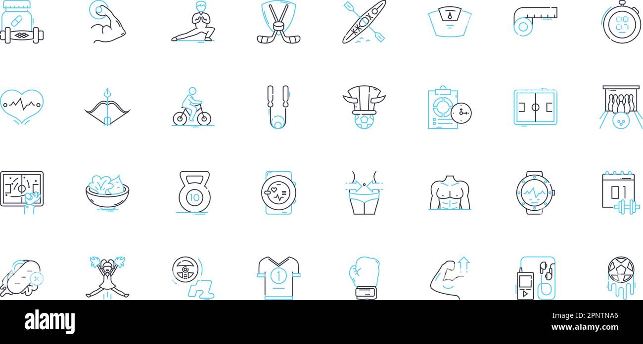 Physical activity linear icons set. Exercise, Movement, Fitness