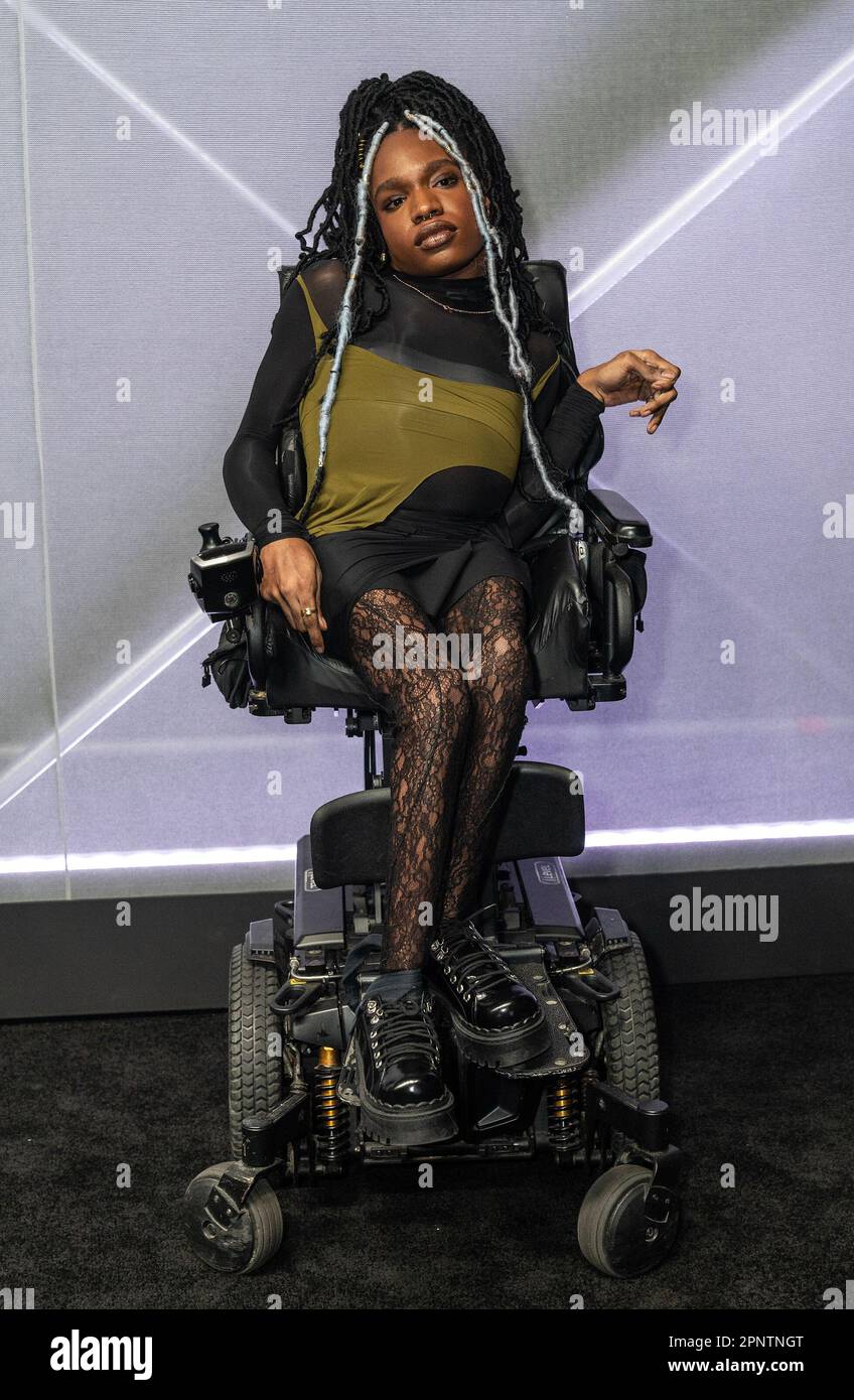 April 19, 2023, New York, New York, United States: Aaron Phillip attends  the H&M Mugler launch at Lexington Armory (Credit Image: © Lev Radin/Pacific  Press via ZUMA Press Wire) EDITORIAL USAGE ONLY!