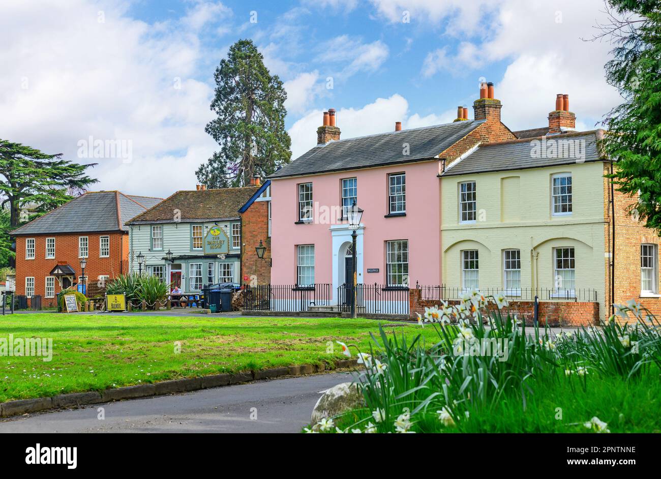 Period houses on The Green, Englefield Green, Surrey, England, United ...