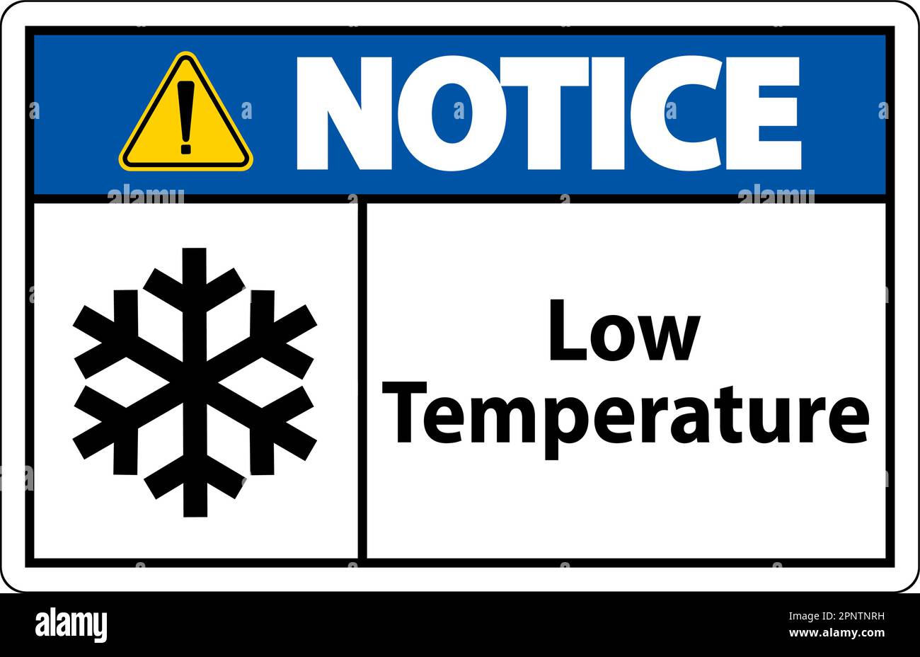Notice Low temperature symbol and text safety sign Stock Vector Image