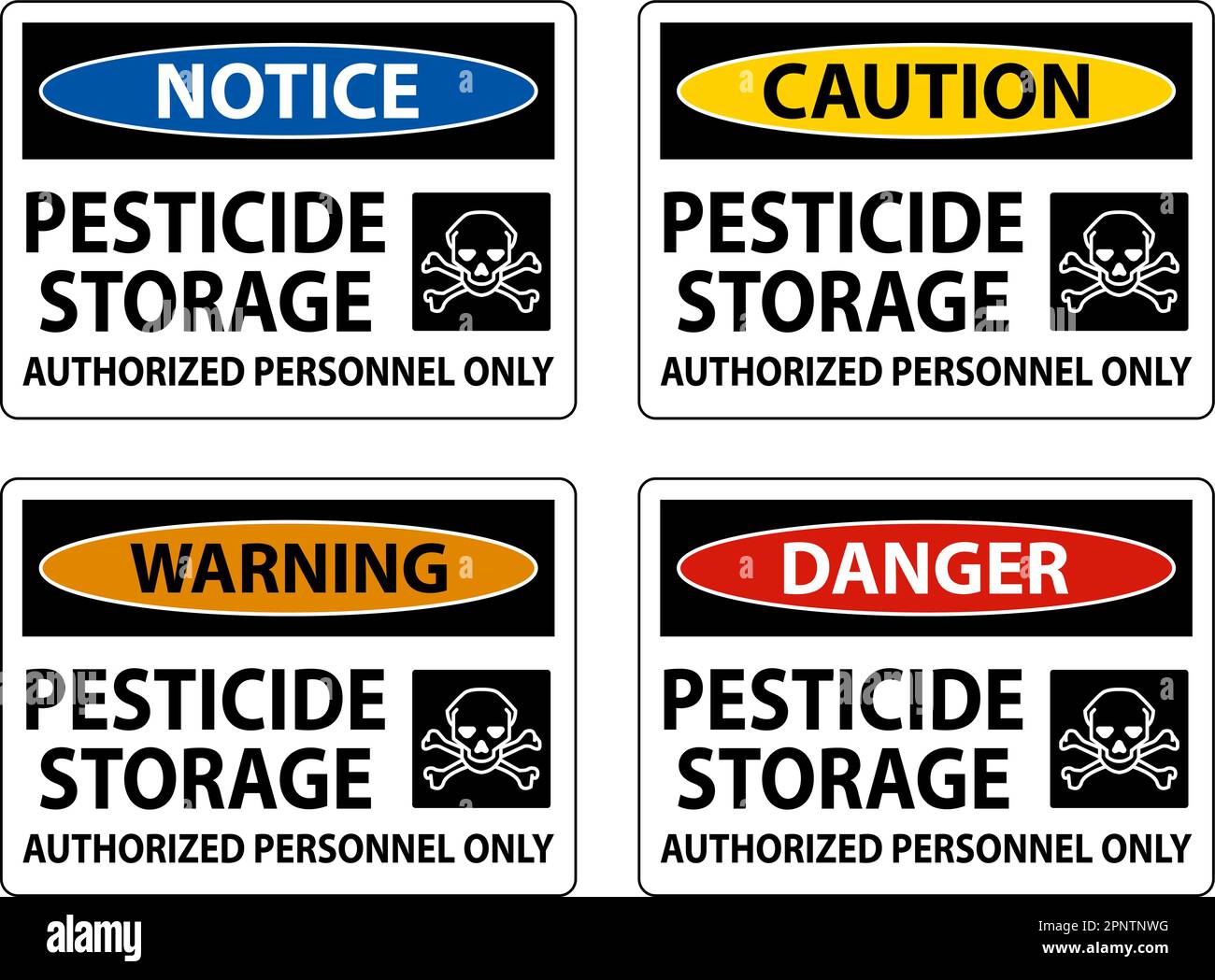 Pesticide Storage Authorized Only Sign On White Background Stock Vector