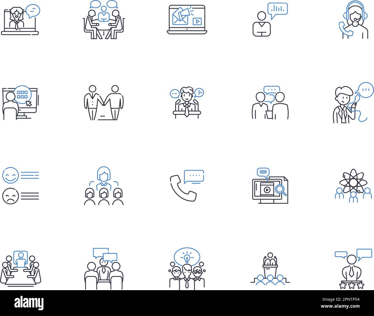 Vocalizing group line icons collection. Harmony, Performance, Chorus