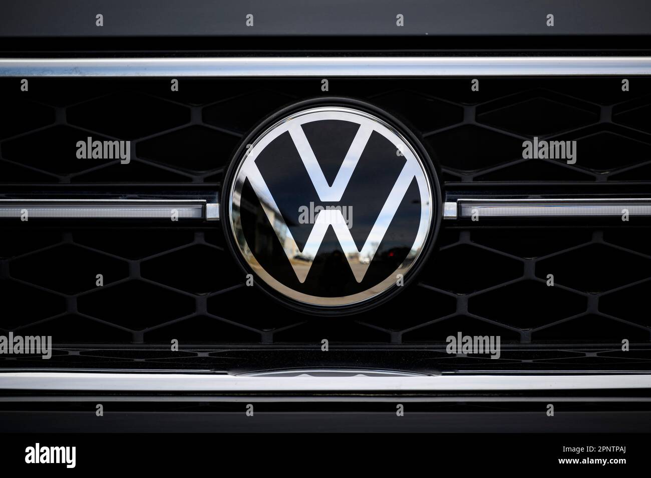 Ottawa, Can. 20th Apr, 2023. The Volkswagen emblem is seen on a vehicle