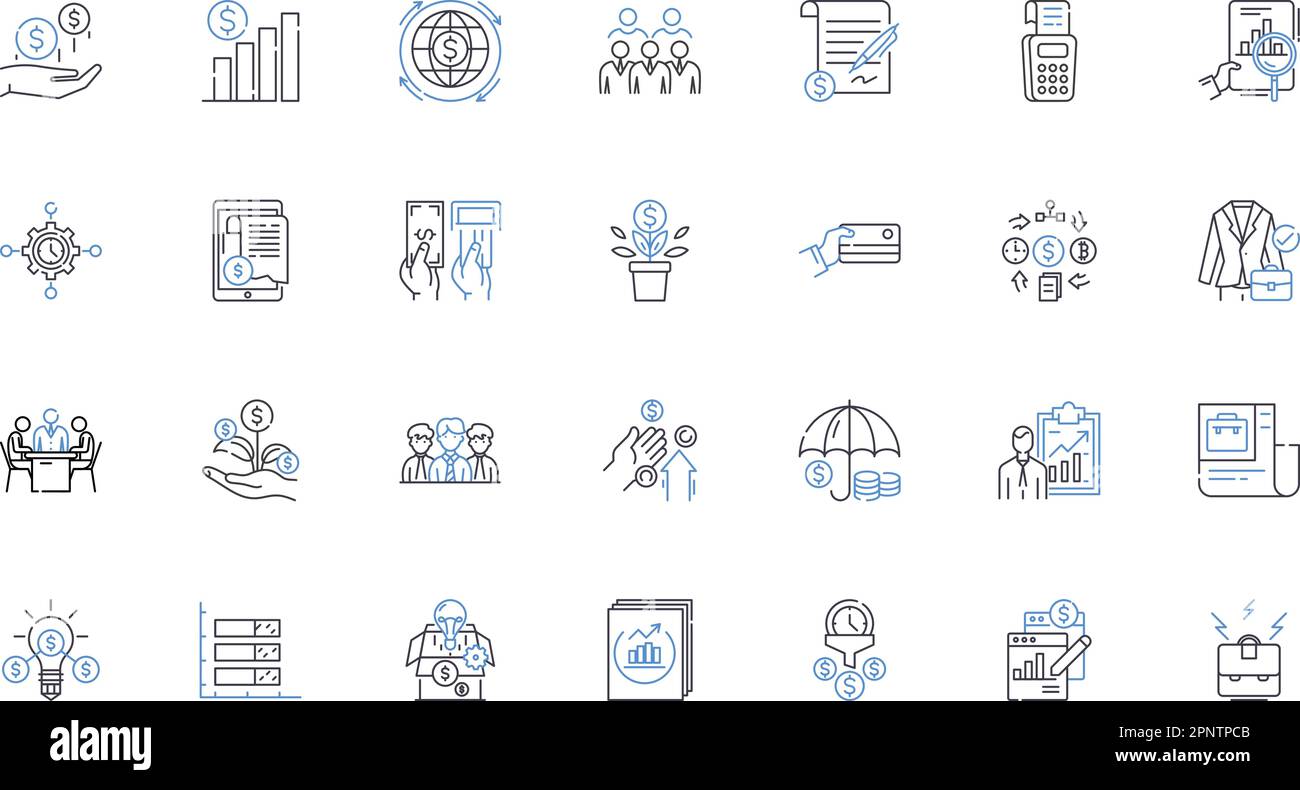 Taxation line icons collection. Deduction, Capital, Property, Revenue