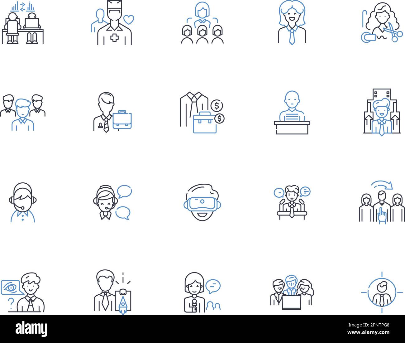 Role line icons collection. Leader, Supporter, Innovator, Organizer 