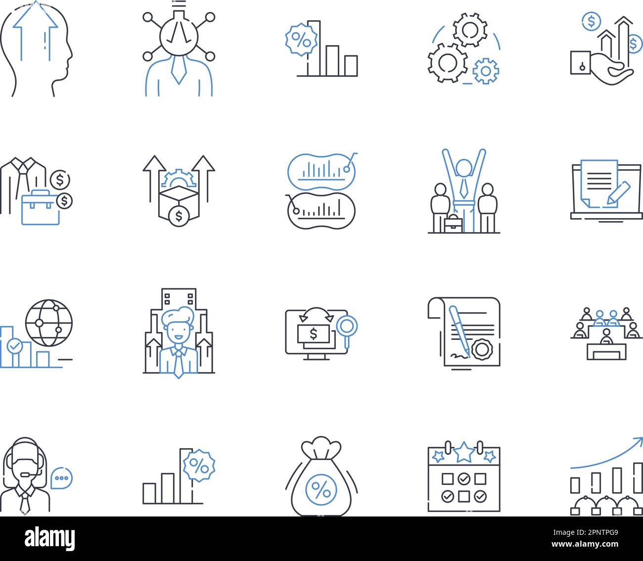 Pricing analysis line icons collection. Cost, Profitability, Revenue, Margins, Pricing strategy, Competition, Price elasticity vector and linear Stock Vector