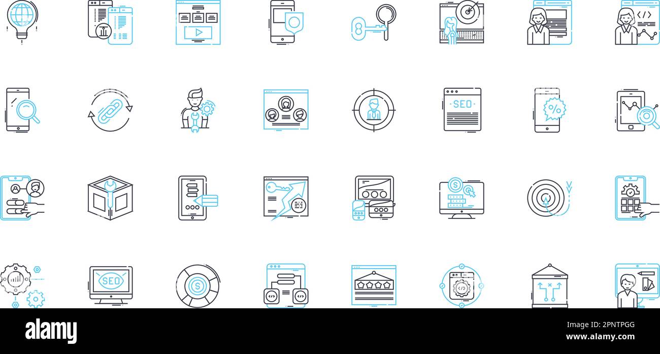 Stock trading linear icons set. Trading, Stocks, Investment, Bulls, Bears, Market, Analysis line vector and concept signs. Risk,Returns,Volatility Stock Vector