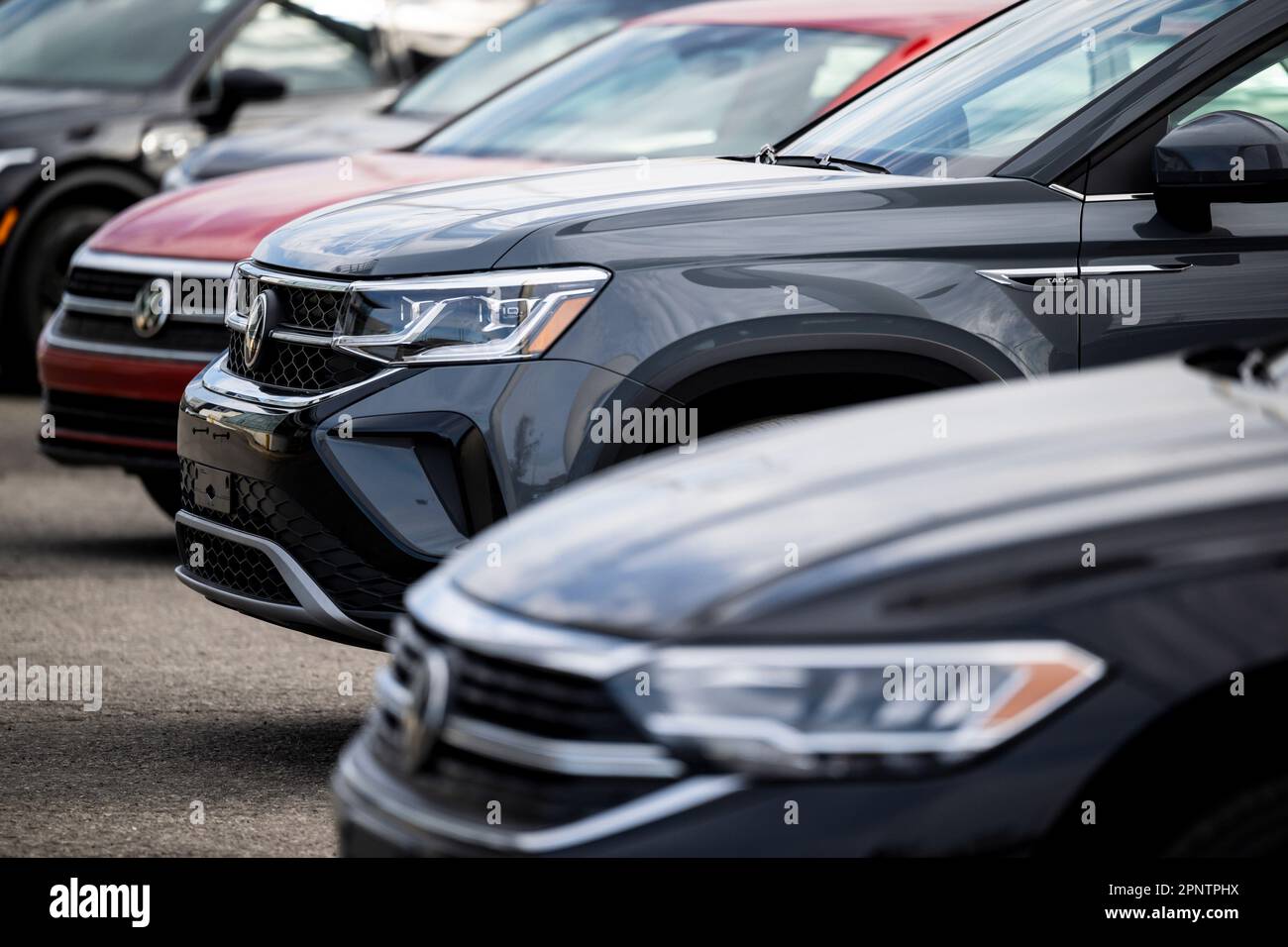 Ottawa, Can. 20th Apr, 2023. Volkswagen vehicles for sale are seen at a