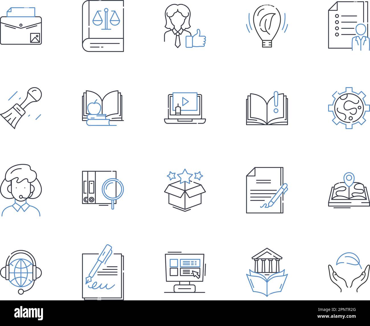 Skill upgrading line icons collection. Training, Education, Mastery, Development, Upgrade, Advancement, Progression vector and linear illustration Stock Vector