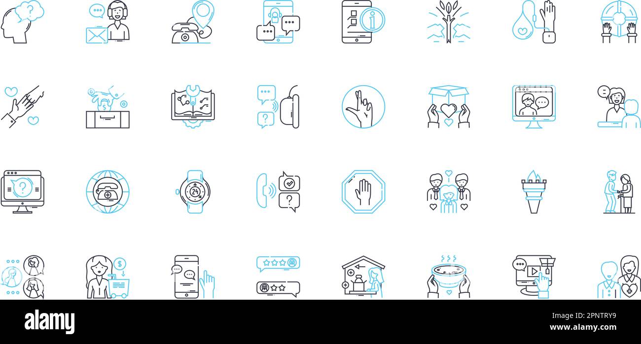 Personal Growth linear icons set. Discovery, Transformation, Courage, Empowerment, Self-awareness, Mindfulness, Accountability line vector and concept Stock Vector