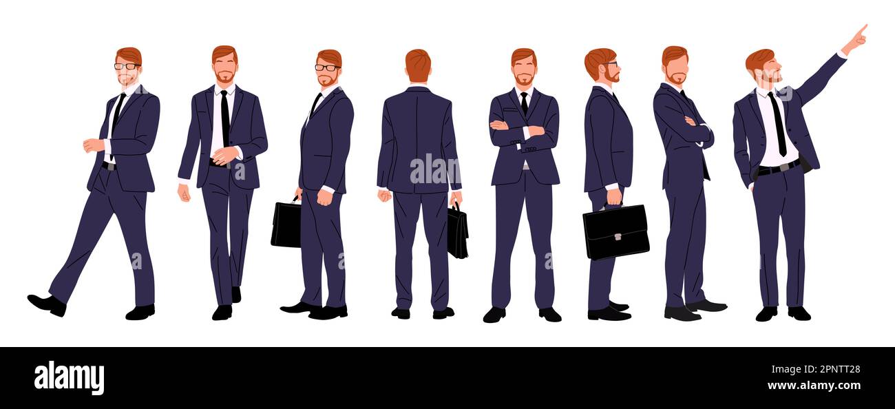 Set of Businessman character in different poses Stock Vector Image ...