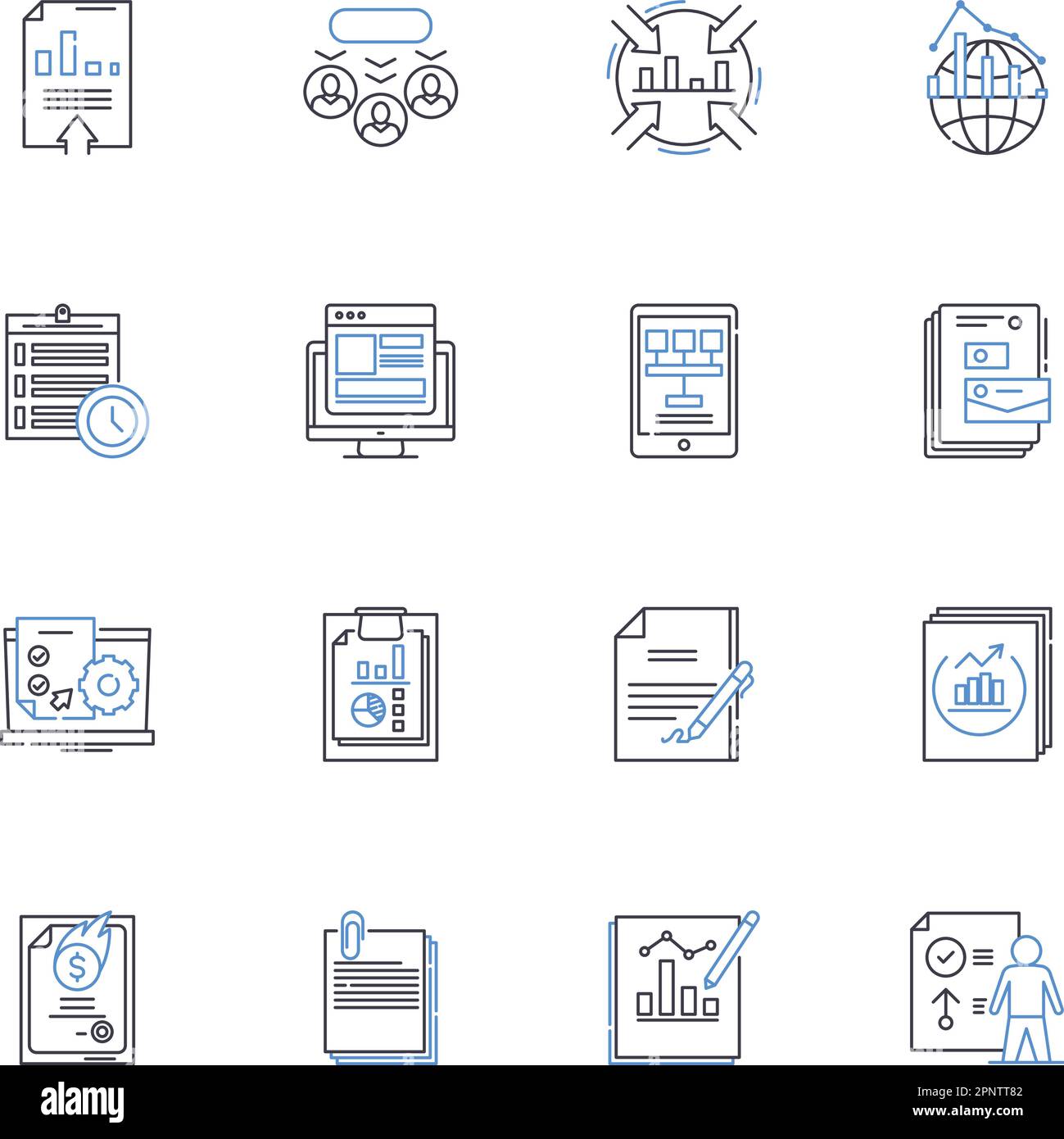 Experiment line icons collection. Research, Hypothesis, Variables ...