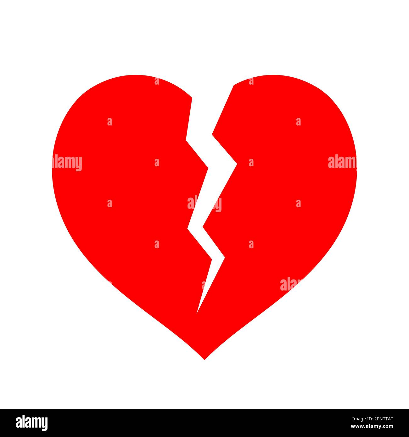 Red broken heart vector icon, isolated on white background. Stock Vector