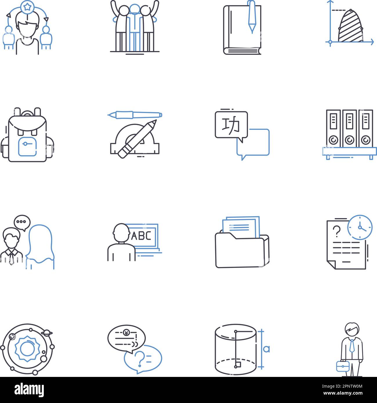 Fostering understudies line icons collection. Mentoring, Support 