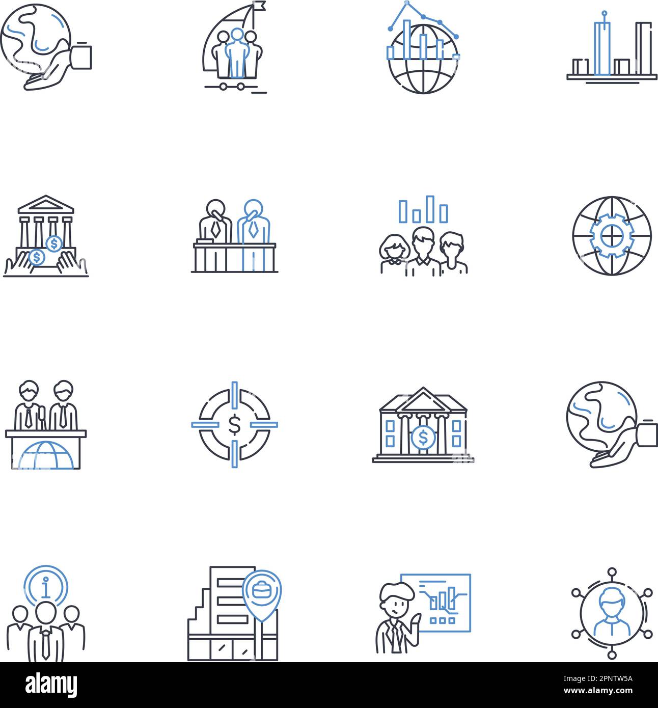 Market expansion line icons collection. Growth, Expansion, Outreach, Penetration, Development, Diversification, Marketshare vector and linear Stock Vector