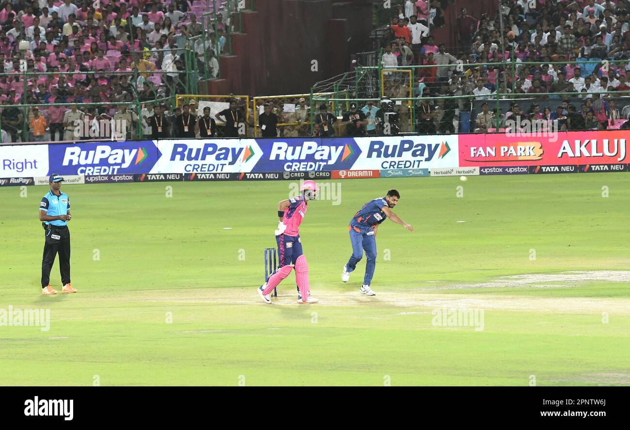 Jaipur, India. 19th Apr, 2023. Lucknow Super Giants bowler bowls during