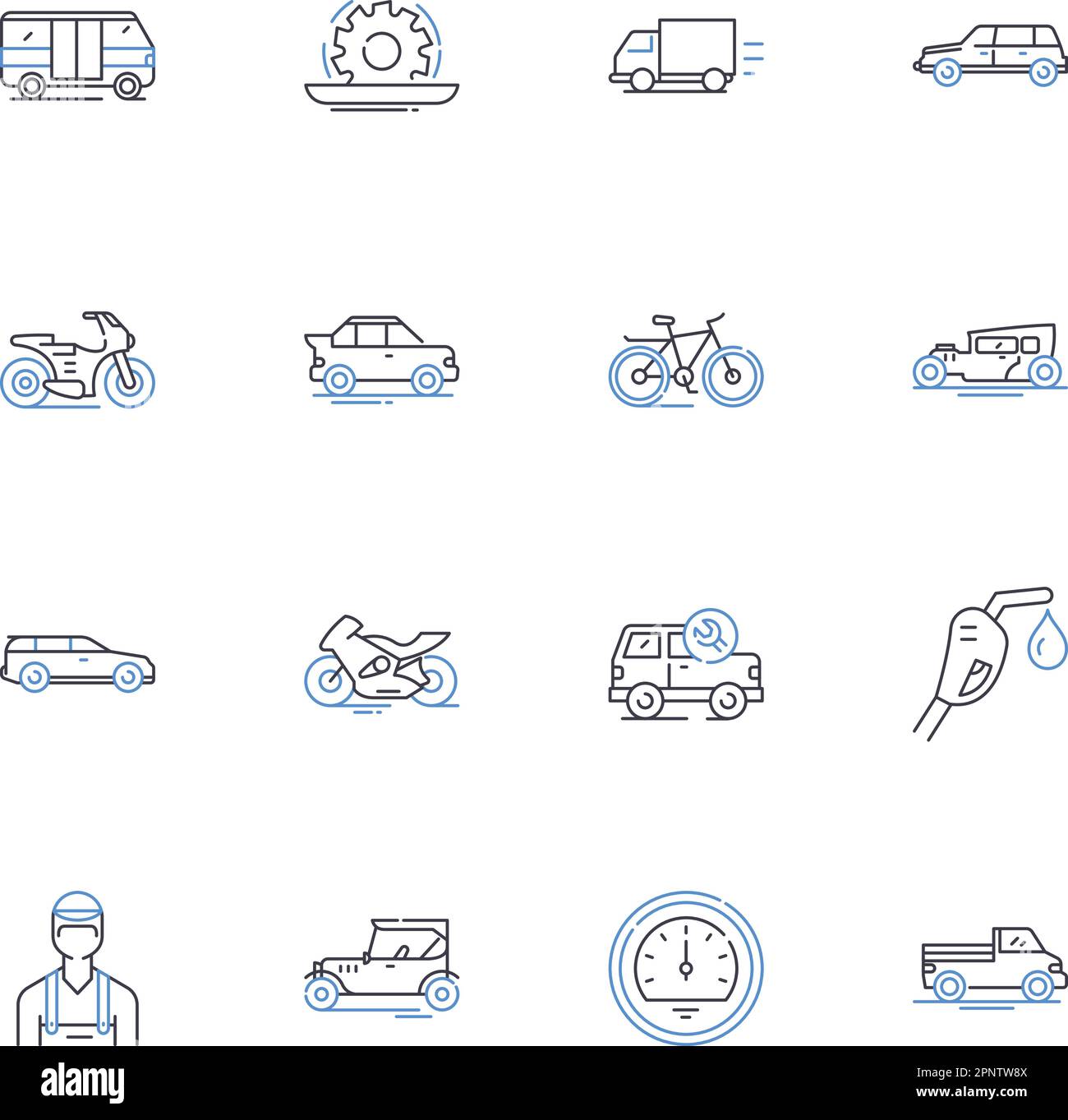 Passenger transport line icons collection. Shuttle, Bus, Taxi, Train ...