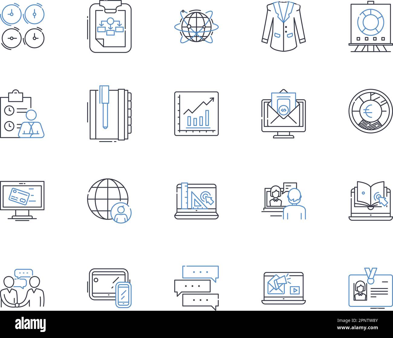 Corporate head office line icons collection. Leadership, Strategy ...