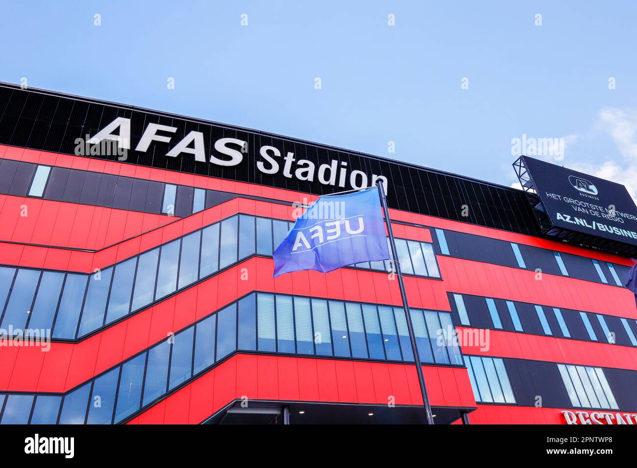 20-04-2023: Sport: AZ v Anderlecht  ALKMAAR, NETHERLANDS - APRIL 20: stadium overview outside during the match Quarter Final - Second Leg - UEFA Europ Stock Photo