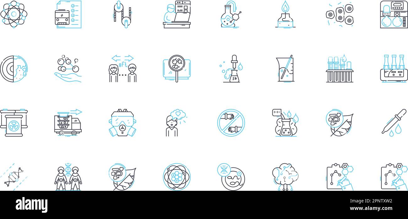 Physical examination linear icons set. Assessment, Inspection, Auscultation, Inspection, Observation, Palpation, Diagnosis line vector and concept Stock Vector