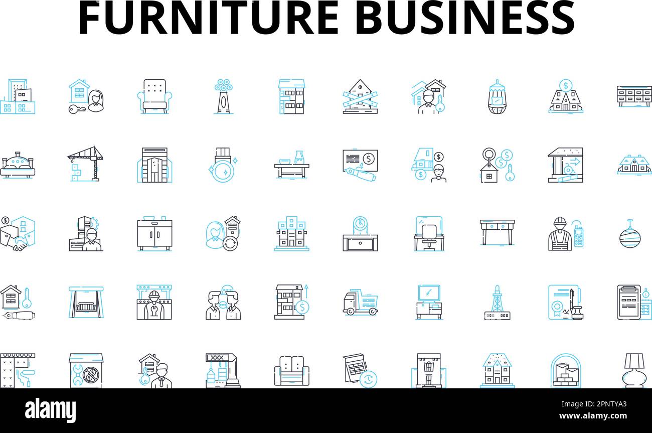 Furniture business linear icons set. Quality, Comfort, Durability ...