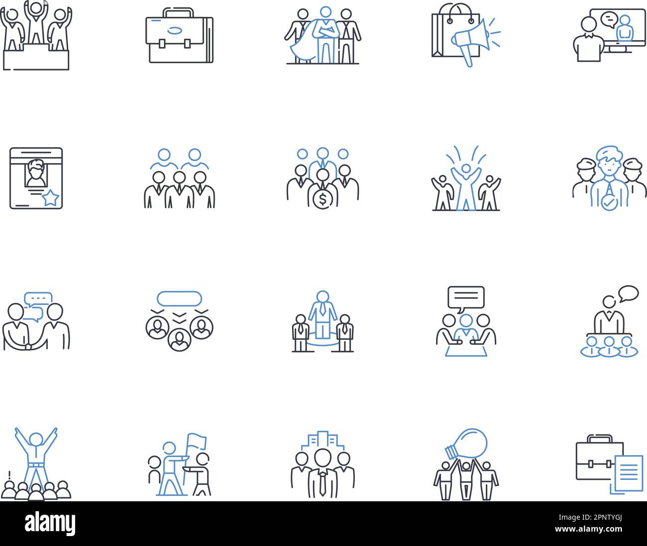 Multiunit system outline icons collection. Integration, Scalability