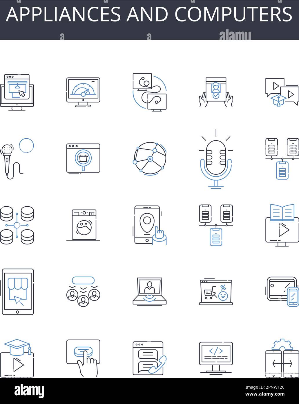 Appliances and computers line icons collection. Devices, Gadgets