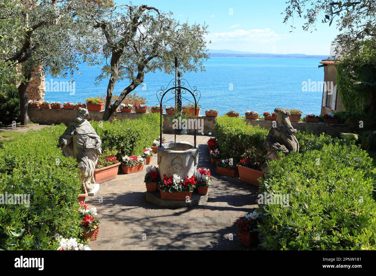Giardino Grazia Deledda, Sirmione. Lake Garda, Lago di Garda, Gardasee Stock Photo