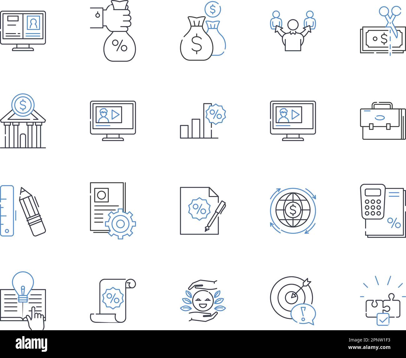 Inventory review line icons collection. Analysis, Organization ...