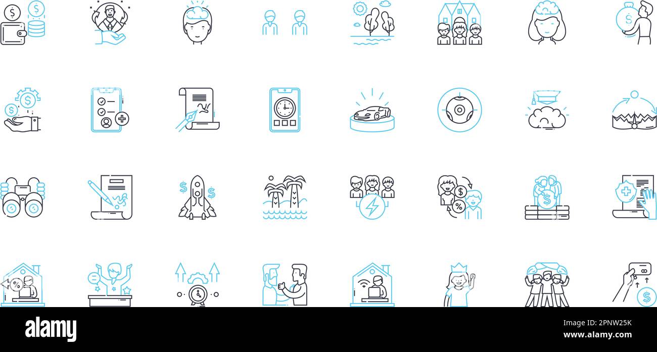 Professional Development linear icons set. Growth, Learning ...