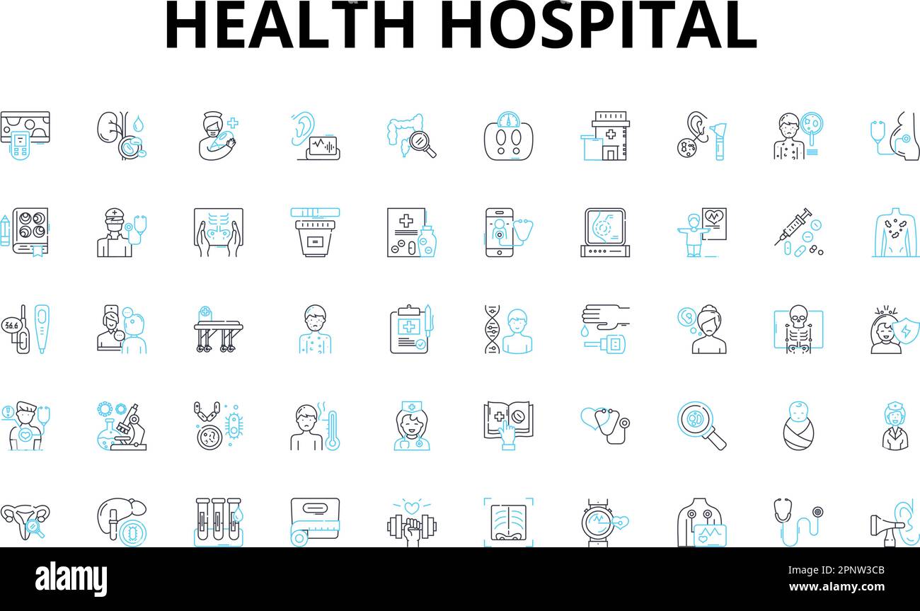 Health hospital linear icons set. Wellness, Treatment, Healing