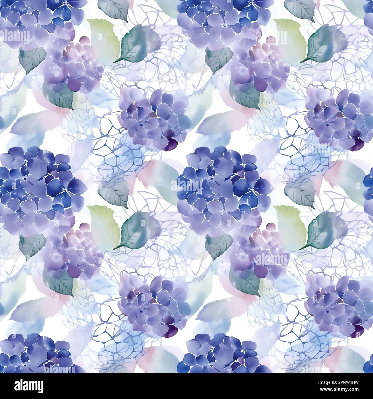 Hydrangea - Seamless Watercolor Pattern Flowers - perfect for wrappers ...