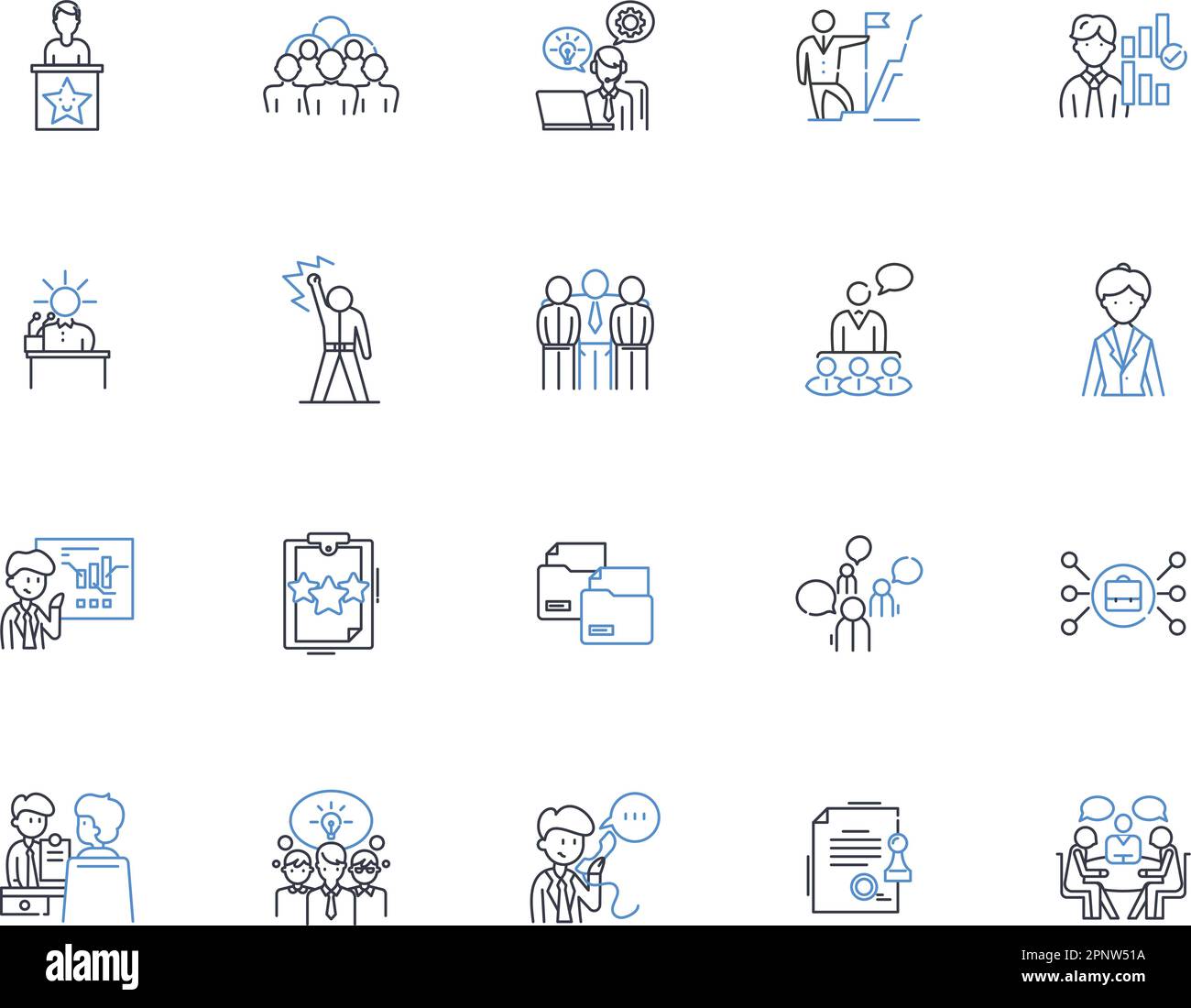 Desk jockeys line icons collection. Cubicle, Computer, Office, Keyboard