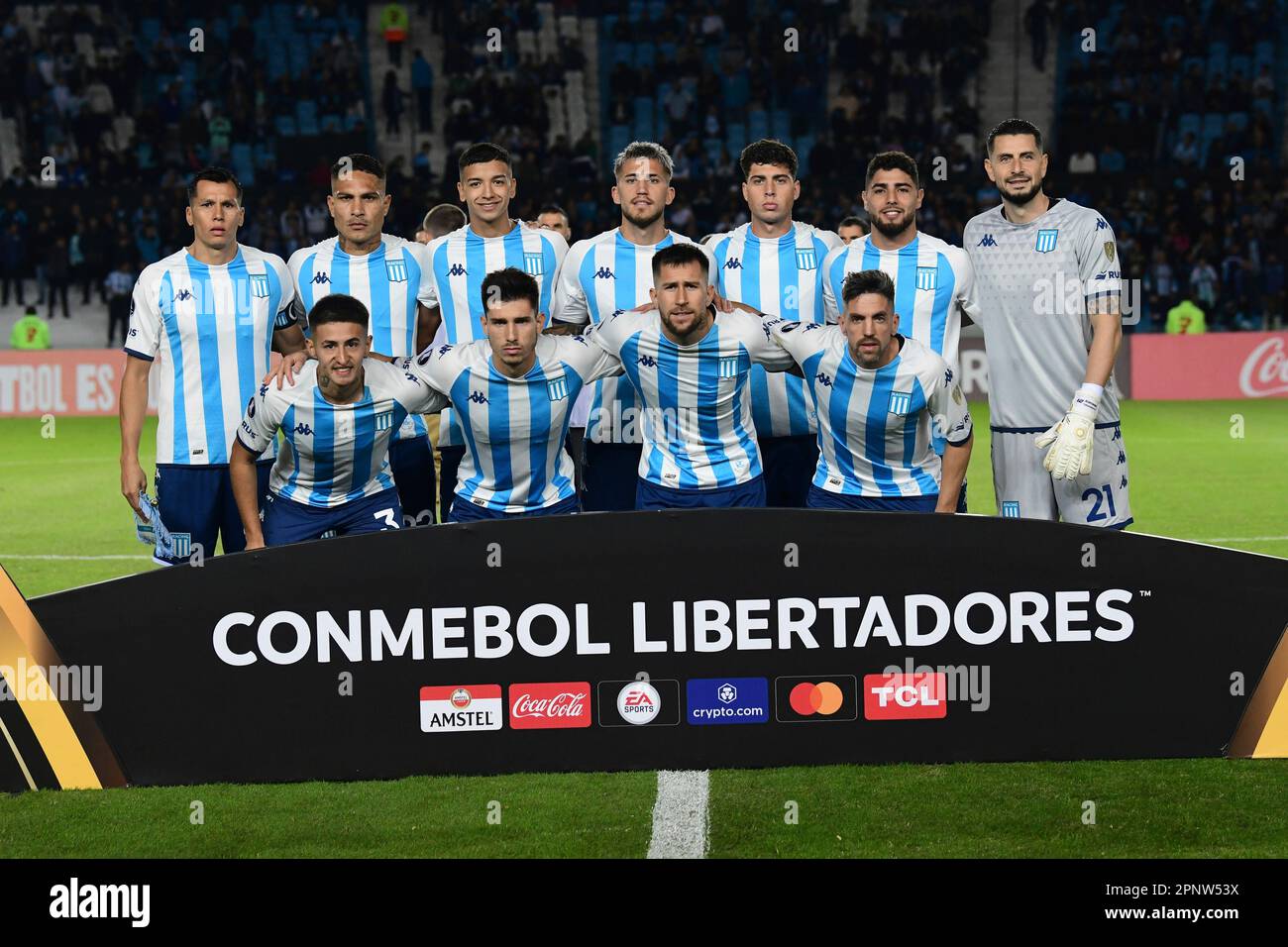 The starting lineup of Argentina's Racing Club poses for a team photo ...