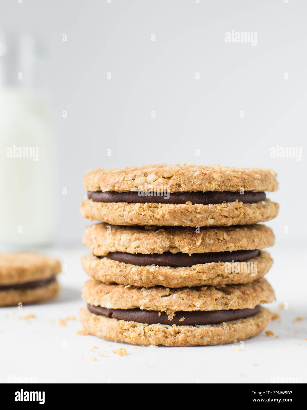 oat cookies with chocolate filling, homemade oatmeal cookies filled