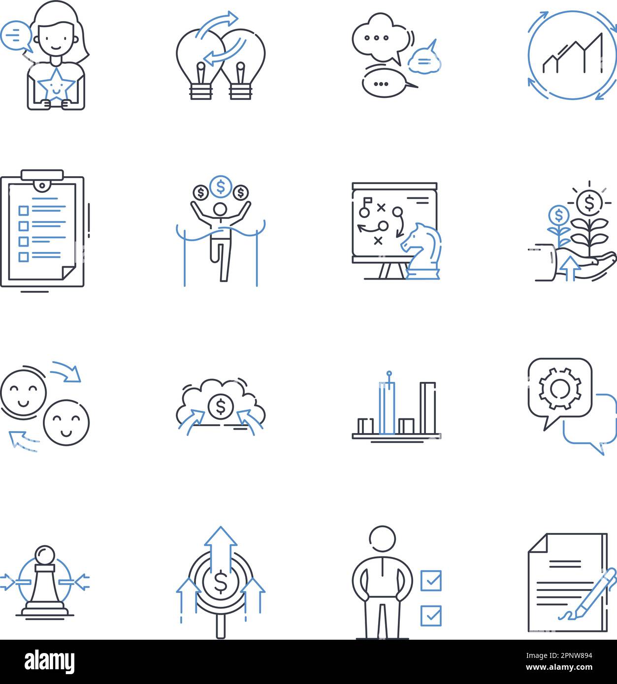 Think and meditate line icons collection. Contemplate, Ponder, Reflect