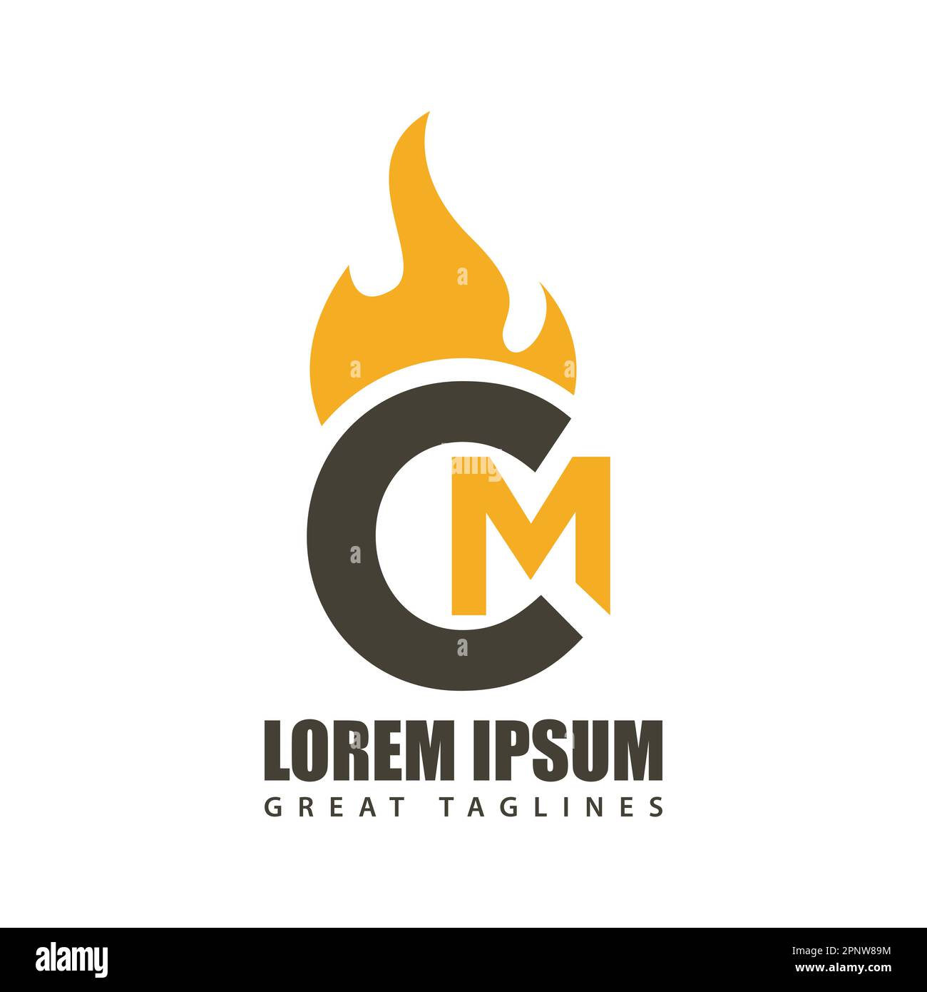 Abstract initial letter CM Flame logo Free Vector. Simple abstract fire flame vector icon for graphic design, web and app. Stock Vector