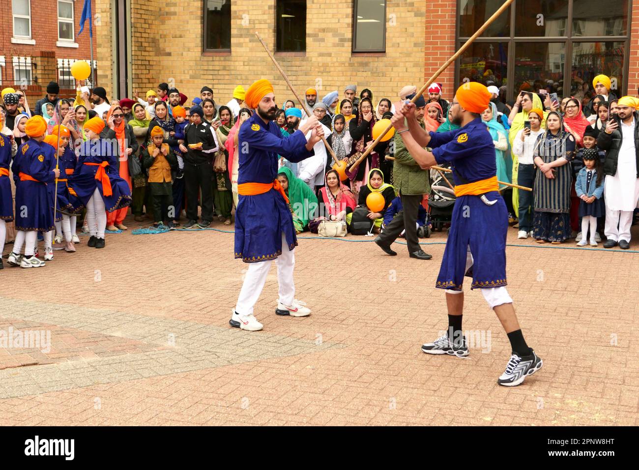 Derby Vaisakhi Nagar Kirtan 2023 Martial Arts display by Sikh children outside the Arjun Dev
