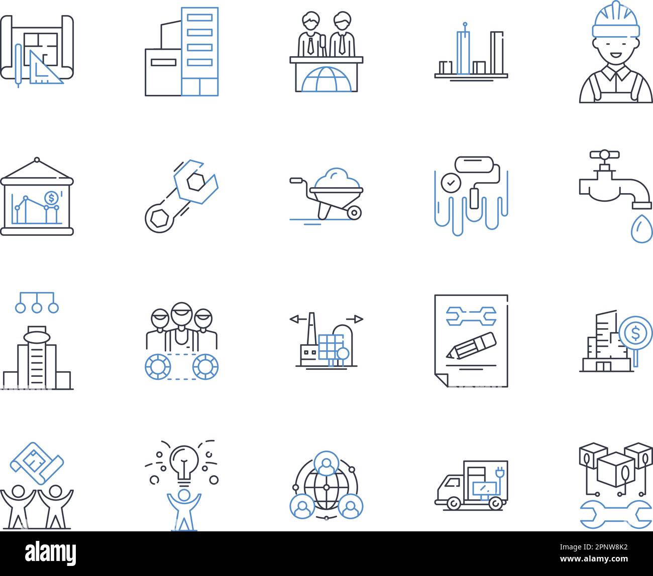 Strategic chain line icons collection. Integration, Collaboration ...