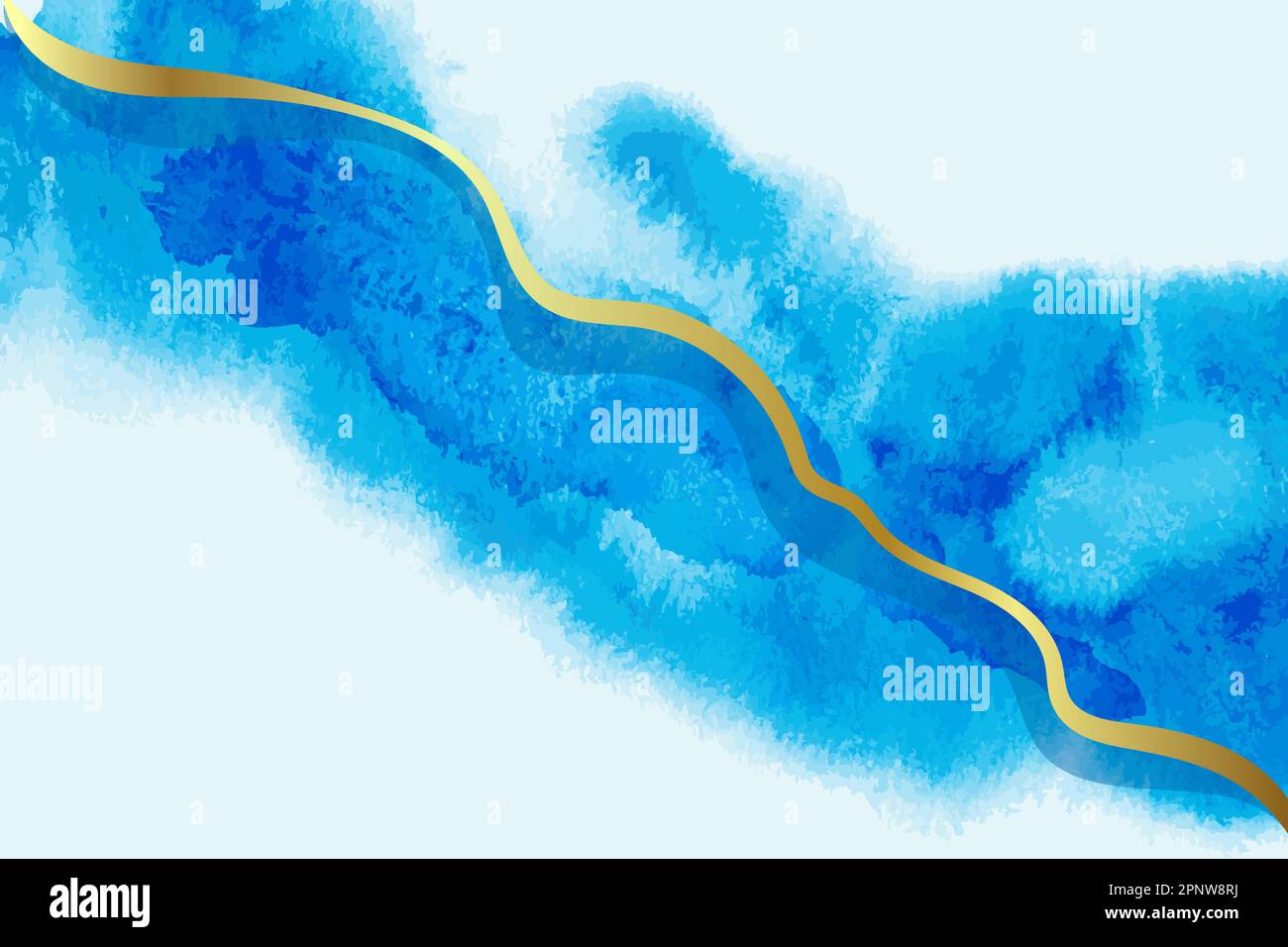 Blue and Gold Wave Artwork Watercolor Vector Template Stock Vector ...