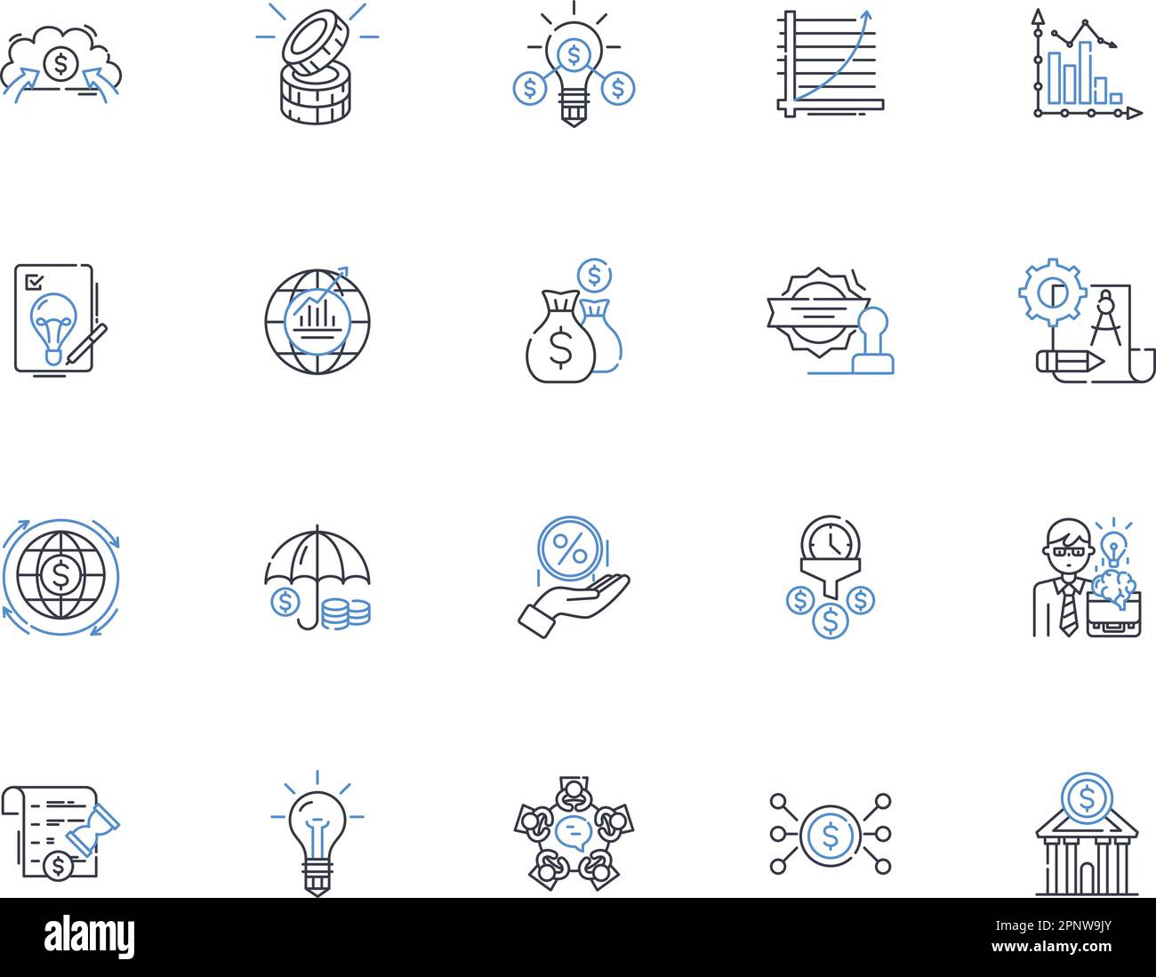 Portfolio analysis line icons collection. Diversification, Risk